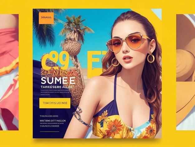 Plantilla de publicación social de medios de venta de moda de verano