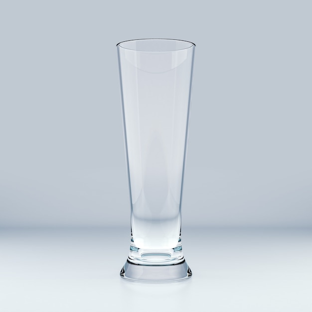 Plantilla realista de un vaso transparente vacío. Ilustración 3D.