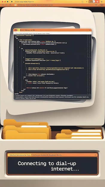 Plantilla de sistema operativo de computadora retro con usuario que se conecta para marcar Internet