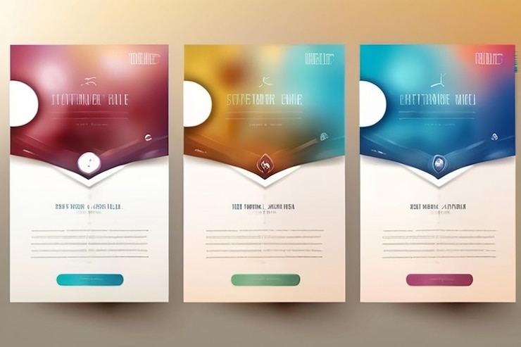 Foto plantilla de sitio web de una página y diferentes diseños de encabezados con fondos borrosos