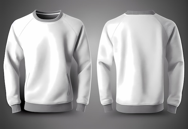 Plantilla de sudadera blanca en blanco de dos lados de forma natural en maniquí invisible para su maqueta de diseño para impresión aislada en fondo blanco Generativo ai