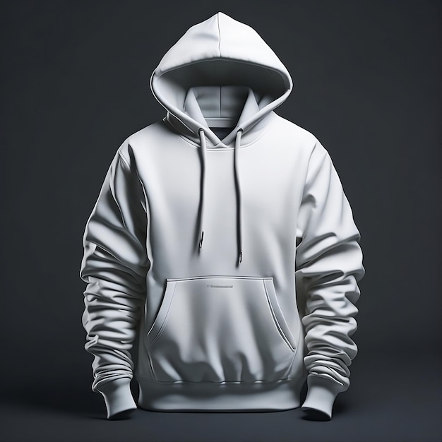 Plantilla de sudadera con capucha blanca en blanco Sudadera con capucha de manga larga con sudadera con capucha con trazado de recorte para diseño