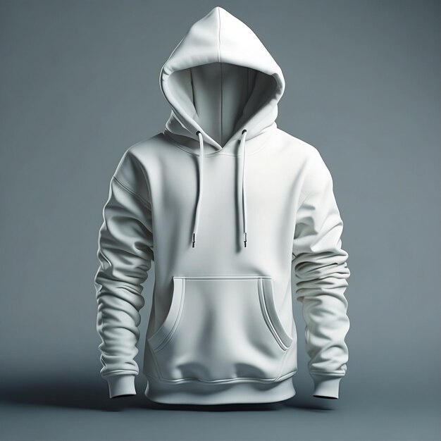 Plantilla de sudadera con capucha blanca en blanco Sudadera con capucha de manga larga con sudadera con capucha con trazado de recorte para diseño