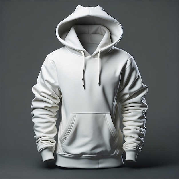 Plantilla de sudadera con capucha blanca en blanco Sudadera con capucha de manga larga con sudadera con capucha con trazado de recorte para diseño