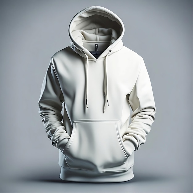 Plantilla de sudadera con capucha blanca en blanco Sudadera con capucha de manga larga con sudadera con capucha con trazado de recorte para diseño