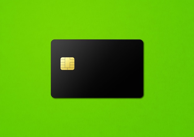 Plantilla de tarjeta de crédito negra sobre verde
