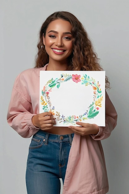 Foto plantilla de tarjeta del día de la mujer con flores espacio para el texto