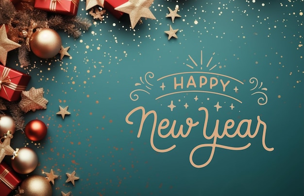 Plantilla de tarjeta de felicitación de año nuevo dibujada a mano