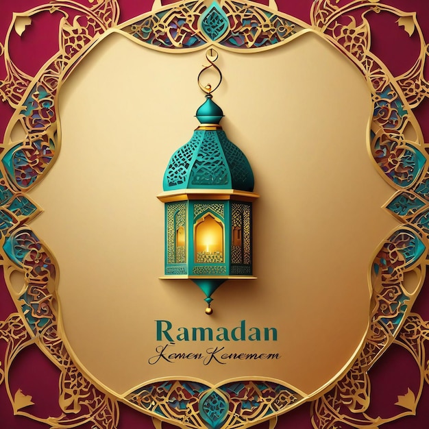 Foto plantilla de tarjeta de felicitación de ramadan kareem con caligrafía