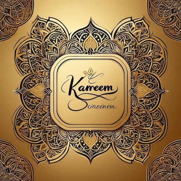 Foto plantilla de tarjeta de felicitación de ramadan kareem con caligrafía