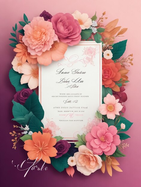 Foto plantilla de tarjeta de invitación de boda elegante