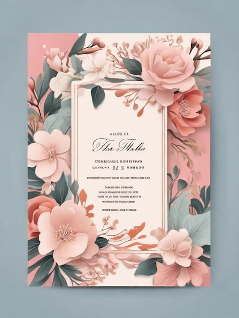 plantilla de tarjeta de invitación de boda floral y lujosa