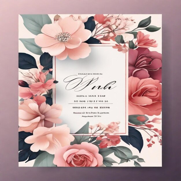 Foto plantilla de tarjeta de invitación de boda floral y lujosa