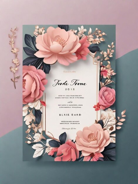 plantilla de tarjeta de invitación de boda floral y lujosa