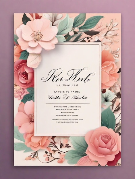 plantilla de tarjeta de invitación de boda floral y lujosa