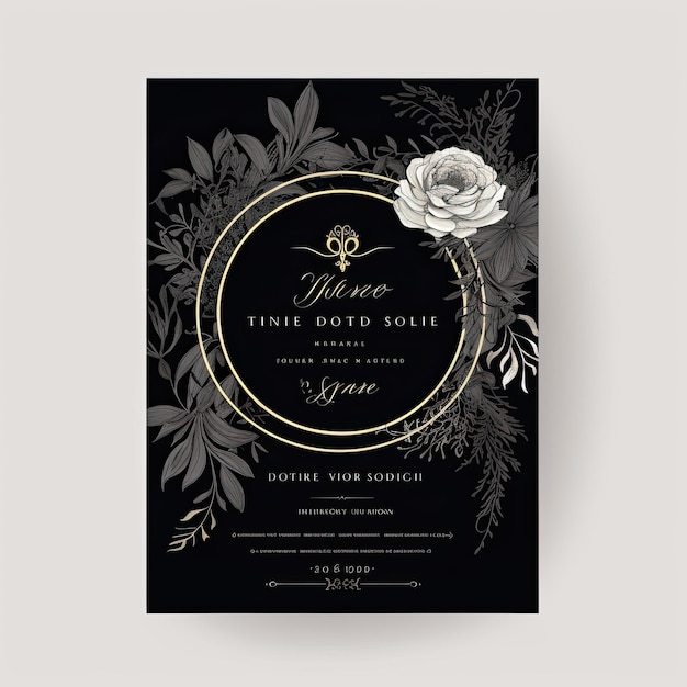 plantilla de tarjeta de invitación de boda con flores de acuarela e ilustración vectorial de ornamentos florales