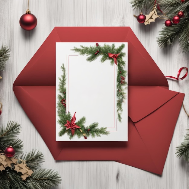 plantilla de tarjeta de invitación de navidad sobre fondo de navidad