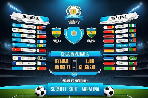 Foto plantilla de transmisión del marcador brasil vs argentina para el torneo de fútbol deportivo de américa del sur