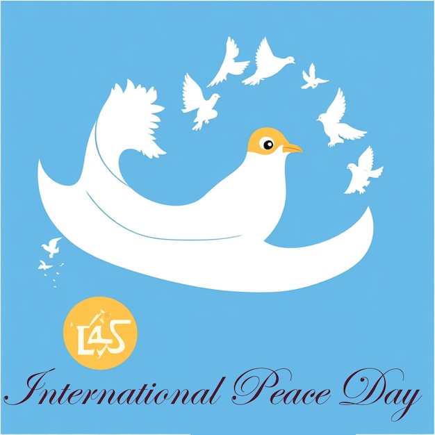 plantilla vectorial del día internacional de la paz con diseño de paloma en ilustración vectorial de estilo lineal