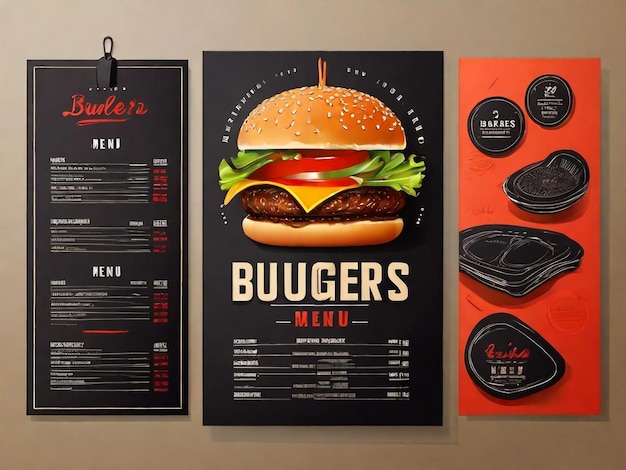 Foto plantilla vectorial de diseño de volante de hamburguesa en tamaño a4 o a5 folleto y diseño vector de concepto de diseño de alimentos