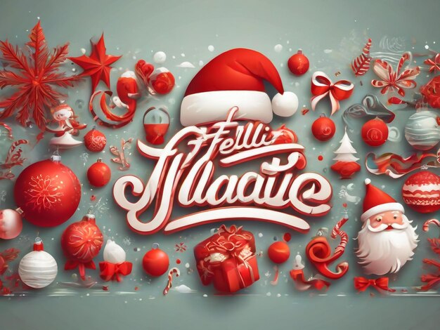 plantilla vectorial de Navidad Feliz Natal letras Xmas ilustración roja