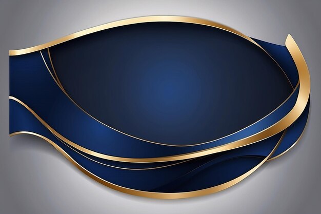 Foto plantilla web de banner diseño de capas de líneas curvas abstractas de ondas azules y doradas que se superponen