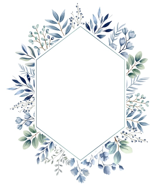Plantillas de acuarela plantilla azul pastel colores marco de acuarelas botánicas corona para invitaciones
