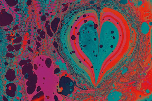 Plantillas de fondo abstracto con patrones de forma de corazón marmoleado Ebru