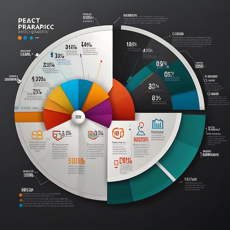 Foto plantillas de infografía con espacio para gráficos de pastel