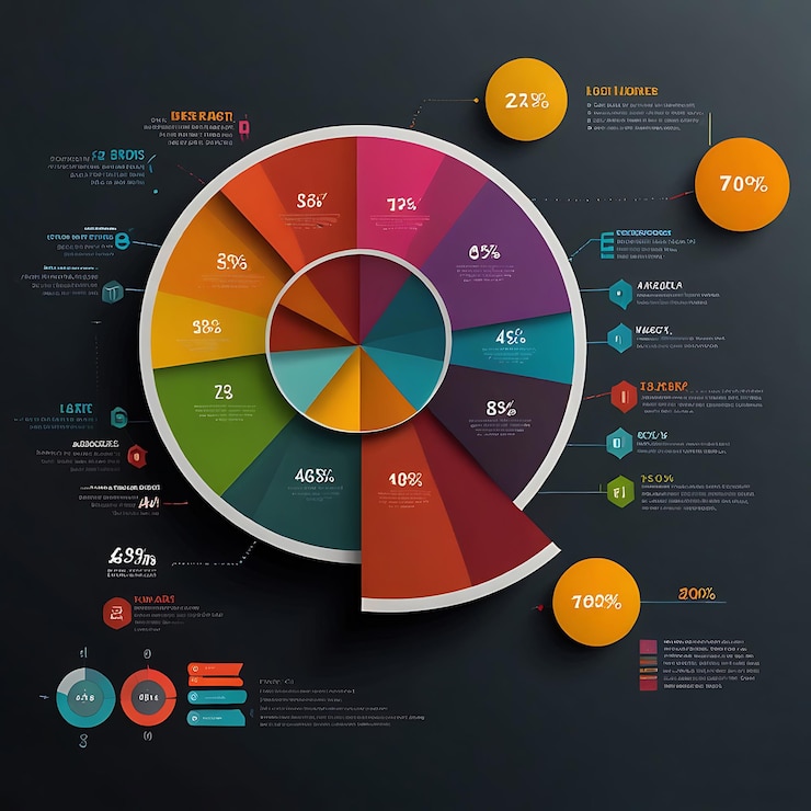 Foto plantillas de infografía con espacio para gráficos de pastel