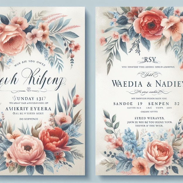Plantillas de invitaciones florales para bodas