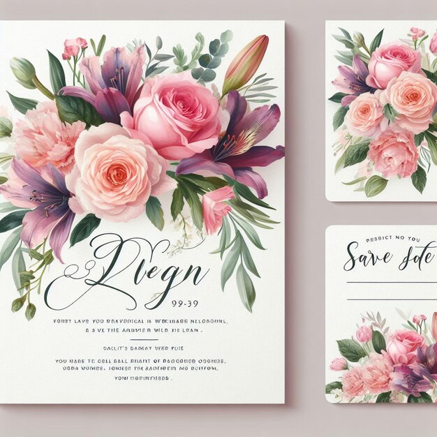 Plantillas de invitaciones florales para bodas