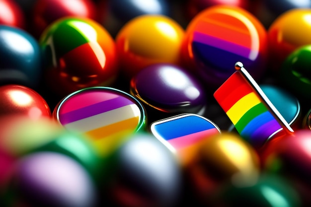 Plantillas de portada del Mes del Orgullo LGBT con formas de arco iris Bandera de cinta ondeante con bandera del orgullo LGBT