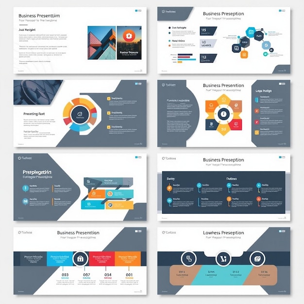 Plantillas de presentación de negocios Elementos infográficos para informes de marketing y diseño web