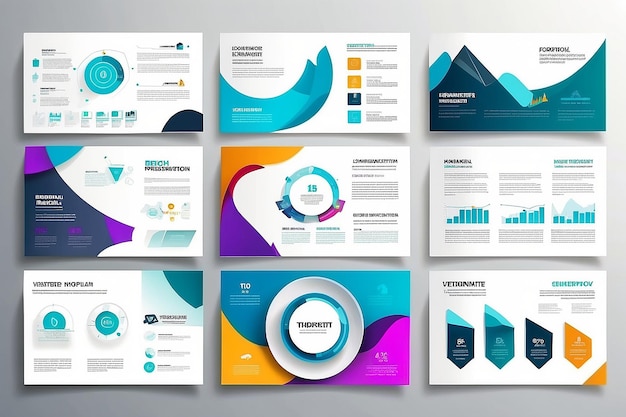 Plantillas de presentación vectorial editables con elementos de diseño e infografías Fondo para la presentación