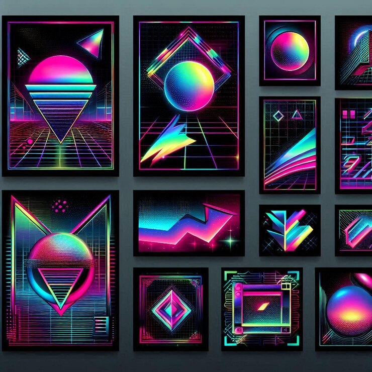 Foto las plantillas retro-futuristas