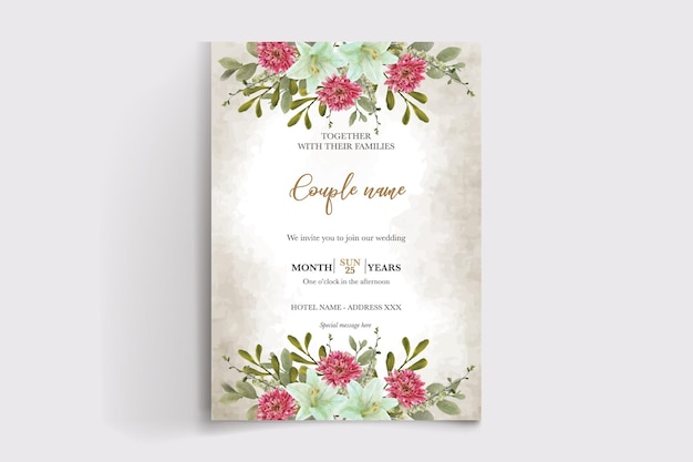 plantillas de tarjetas de invitación florales para bodas