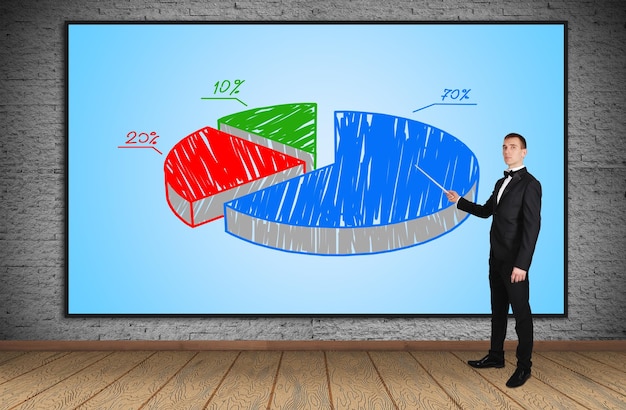 Plasmabildschirm mit Tortendiagramm