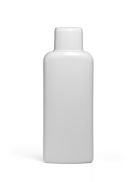 Plástico branco cosmético de produtos isolado no fundo branco
