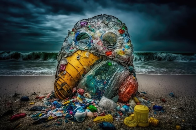 Plástico y otros desechos nocivos arrojados a la playa durante la tormenta