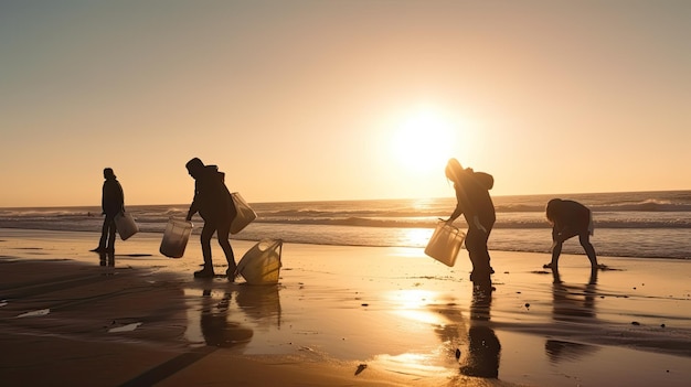 Plastik am Strand reinigen