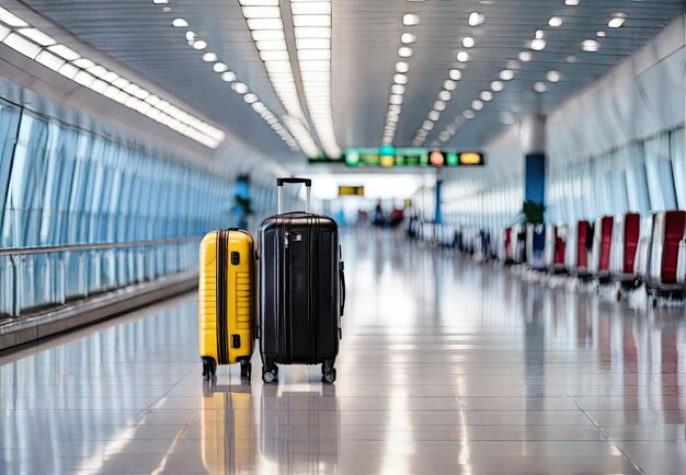 Plastikkoffer auf einem leeren Flughafen