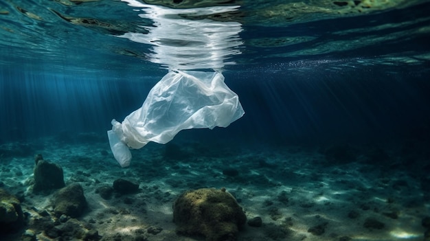 Plastiktüte unter Wasser