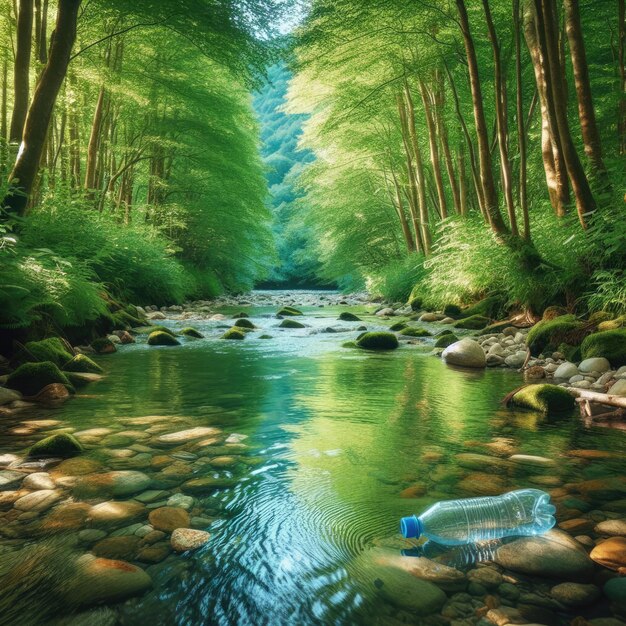 Foto plastikverschmutzung bedroht die ruhe der waldflüsse