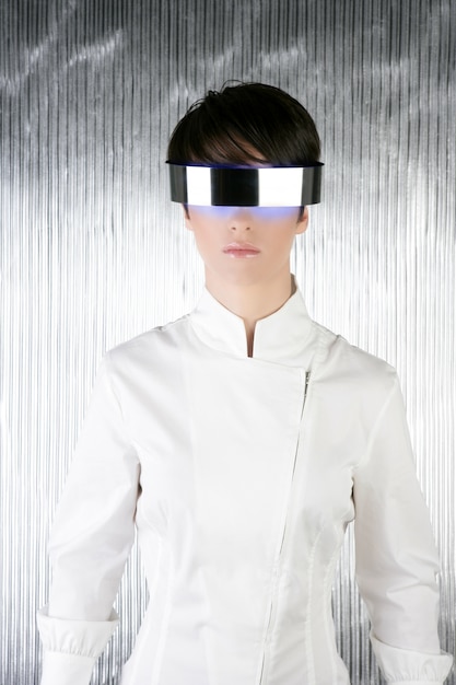 Plata moderna futurista acero gafas mujer