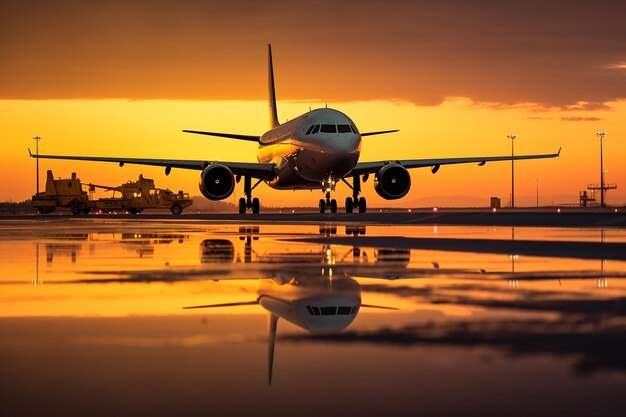 Foto la plataforma del aeropuerto es una escena dinámica de las operaciones de las aeronaves en la pista