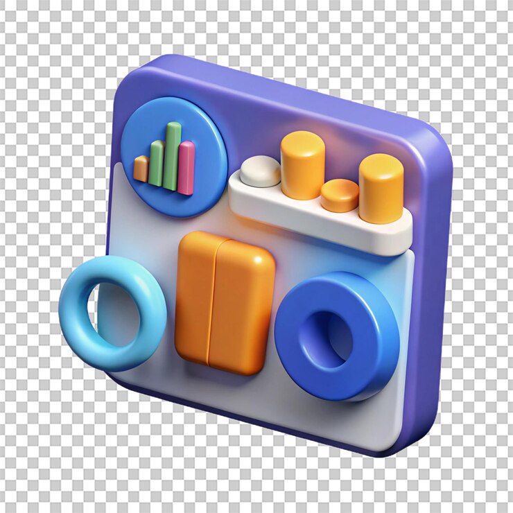 Foto plataforma de análisis de marketing digital mejorada por un icono 3d aislado en un fondo transparente