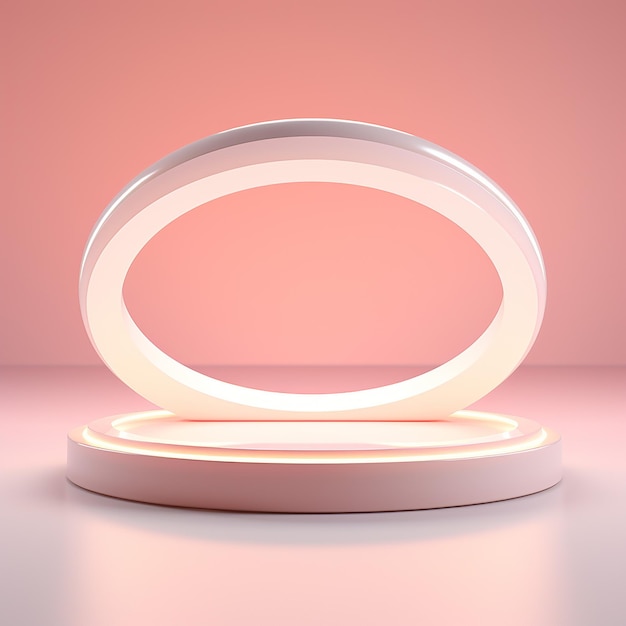 Plataforma de círculo de luz no tom rosa