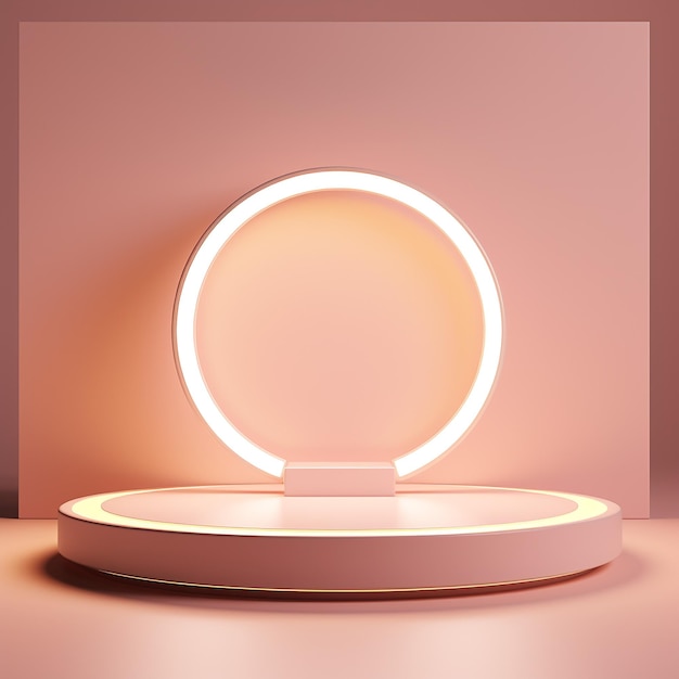 Plataforma de círculo de luz no tom rosa