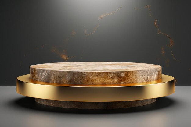 Plataforma de exibição de produto de arenito dourado ilustração 3D do pódio de pedra de luxo para apresentação